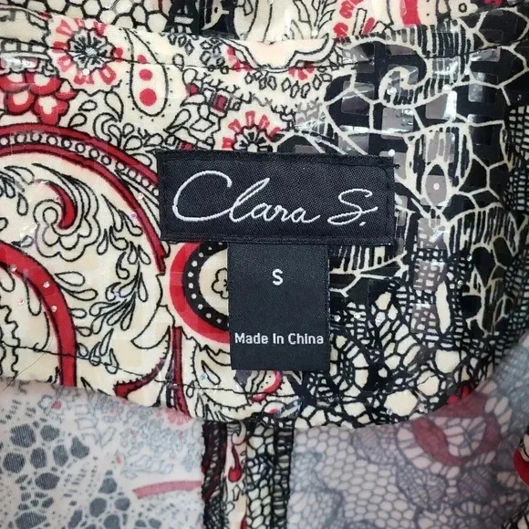 Clara S Red  Lace Look Shimmer Jacket - Picture 4 of 4